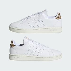 Adidas Advantage White Leopard Tennis Shoes Women’s Size 8.5